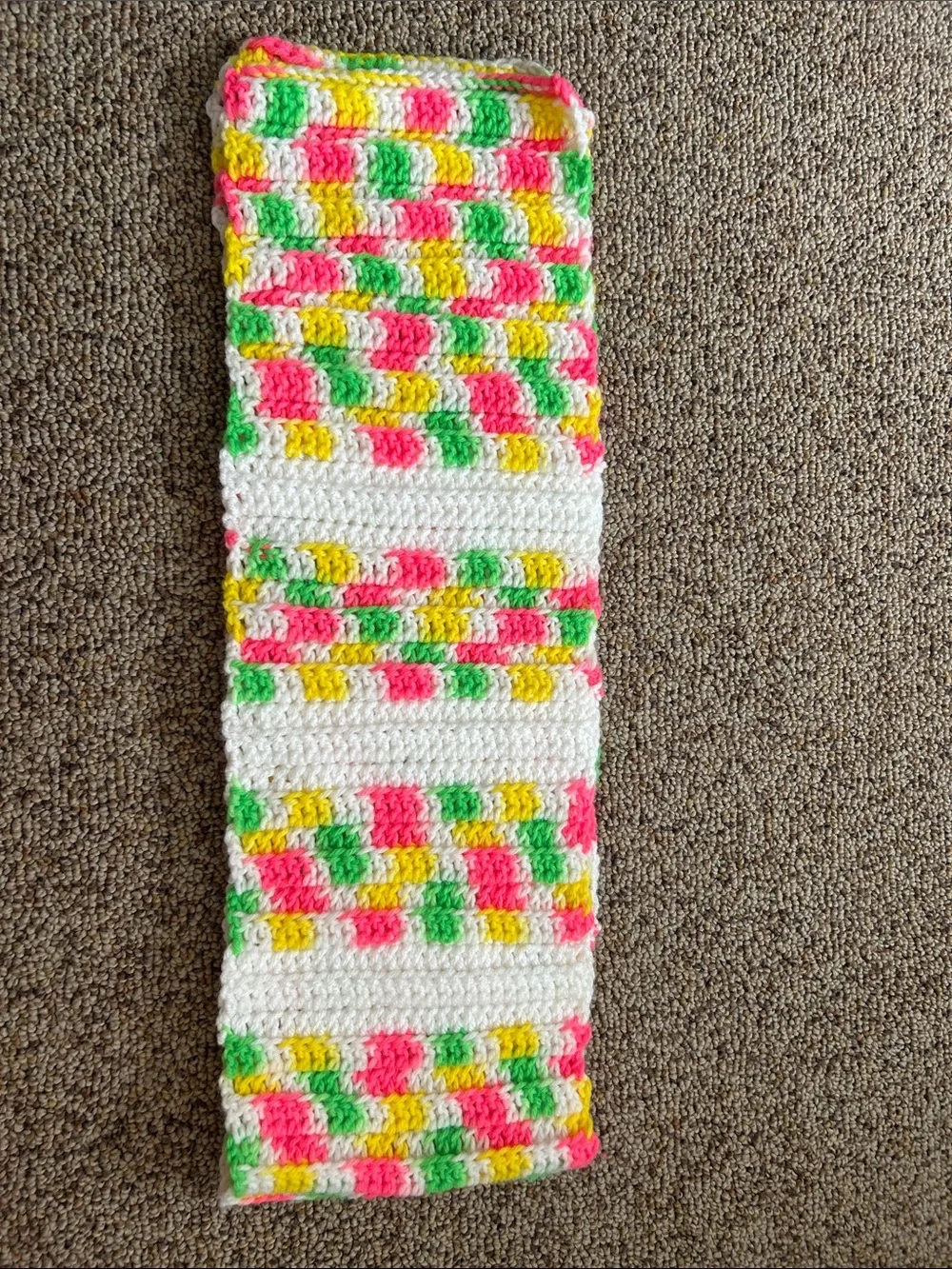 Neon Multi Crochet Pom Beanie and Scarf— Kids Winter Hat and Scarf
